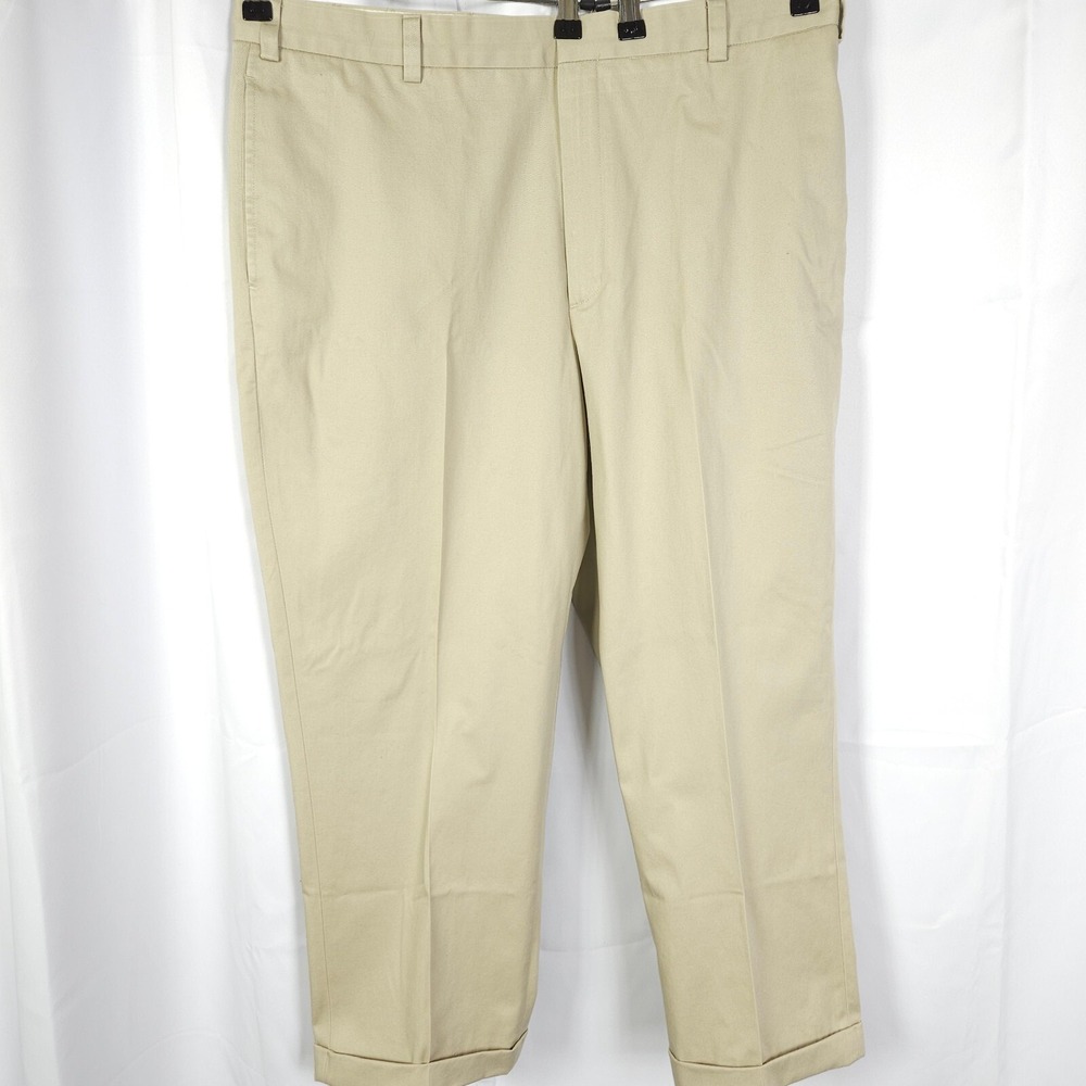 L.L.Bean Beige Cuffed Chino Pants High Rise 4-Pocket Men's 38x27